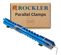 Rockler Parallel Clamps, Deluxe Single Panel Clamps w/Scissor Couplers - Adjustable Clamp for Table & Benchtops - 4-Way Pressure Steel Clamps for Flat Panels & Flush Joints w/Clamp Rails & Feet