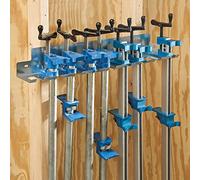 Rockler Pipe Clamp Rack (24-5/8”) - Bar Clamp Rack to Store Clamps - Heavy Duty - Galvanized Steel Clamp Rack - Store 9 Clamps up to .30” Wide Securely on Wall