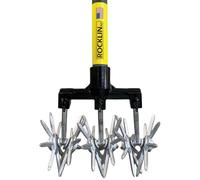 Rocklin Rotary Cultivator Tool - 60” Extra Long Handle - Reinforced Tines - Reseeding Grass or Soil Mixing - All Metal, No Plastic Structural Components - Cultivate Easily