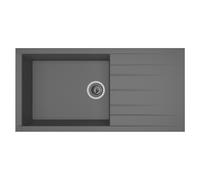 RockLite Bredon Single Bowl Inset Grey Composite Kitchen Sink with Reversible Drainer