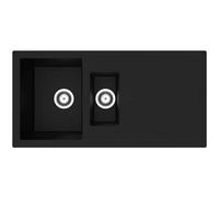Rocklite Milton 1.5-Bowl Granite Composite Reversible Inset Kitchen Sink, Matt Black, 1000 X 500 mm