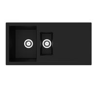 Rocklite Milton 1.5 Bowl Inset Black Composite Kitchen Sink with Reversible Drainer
