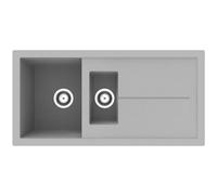 Rocklite Milton 1.5 Bowl Reversible Composite Granite Kitchen Sink - Matt Grey, Inset - Top Mounted