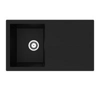 Rocklite Milton 1-Bowl Granite Composite Reversible Inset Kitchen Sink, Matt Black, 2 Tap Holes