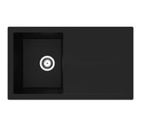 Rocklite Milton Single Bowl Inset Black Composite Kitchen Sink with Reversible Drainer
