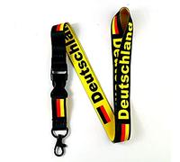 RockNerdy - Deutschland Germany Flag Reversible Lanyard Keychain w/ Quick Release Snap Buckle & Clasp - ID Lanyard for Keys Badges - ID Holder Keychain for Women Men Kids (Black or Yellow, 1 Lanyard)