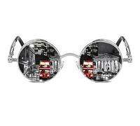 ROCKNIGHT Gothic Steampunk Round Polarized UV400 Protection Sunglasses Unisex Street Outdoor, Silver Frame/Silver Lens, Medium