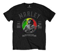 Rockoff Trade Men's Bob Marley Rebel Music Seal T-Shirt, Black, Large (Size:Large)