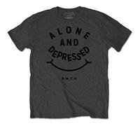 Rockoff Trade Men's Bring Me The Horizon Alone & Depressed T-Shirt, Grey (Charcoal), Large