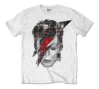 Rockoff Trade Men's David Bowie Halftone Flash T-Shirt, White (White White), Large (Manufacturer Size:Large)
