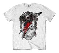 Rockoff Trade Men's David Bowie Halftone Flash T-Shirt, White (White White), Medium (Manufacturer Size:Medium)