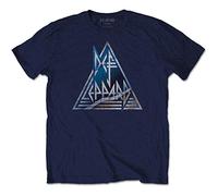 Rockoff Trade Men's DEF Leppard Triangle Logo T-Shirt, Blue (Navy), Medium