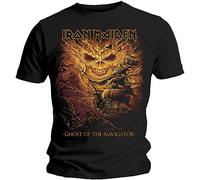 Rockoff Trade Men's Iron Maiden Ghost of the Navigator T-Shirt, Black (Black Black), Large