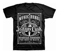 Rockoff Trade Men's Johnny Cash Music Rebel T - Shirt, Black (Black Black), Small