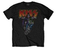 Rockoff Trade Men's Kiss Neon Band T-Shirt, Black, Large