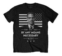 Rockoff Trade Men's Malcolm X by Any Means Necessary T-Shirt, Black (Black Black), Small (Manufacturer Size:Small)