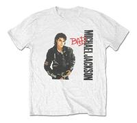 Rockoff Trade Men's Michael Jackson Bad T-Shirt, White (White White), Large (Size:Large)