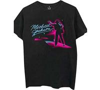 Rockoff Trade Men's Michael Jackson Neon T-Shirt, Black (Black Black), Large (Size:Large)