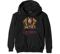 Rockoff Trade Men's Queen Classic Crest Pullover Hoodie, Black (Black Black), Small (Size:Small)