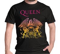 Rockoff Trade Men's Queen Gradient Crest T-Shirt, Black (Black Black), Small (Size:Small)