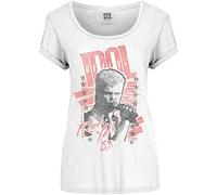 Rockoff Trade Women's Billy Idol Rebel Yell T-Shirt, White, 8