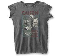 Rockoff Trade Women's Queen News of The World (Burn Out) T-Shirt, Grey (Grey Grey), 8 (Size:Small)