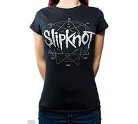 Rockoff Trade Women's Slipknot Logo Star Diamante T-Shirt, Black, 12 (Size:Large)