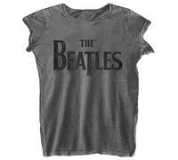 Rockoff Trade Women's The Beatles Drop T Burnout T-Shirt, Grey (Charcoal), 10 (Size:Medium)