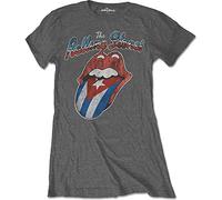 Rockoff Trade Women's the Rolling Stones Rocks Off Cuba T-Shirt, Grey (Charcoal Charcoal), 14 (Manufacturer Size: X-Large)