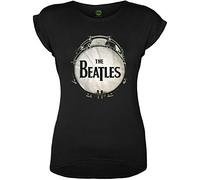 Rockoff Trade Women's The The Beatles BLKL Drum Fuschia Glitter T - Shirt, Black, Large