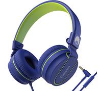 Rockpapa 952 Kids Headphones, Childrens Headset, Wired Head phones with Microphone, Foldable, Stereo Sound, 3.5mm Jack On-Ear Headphones for School/Travel/Phone/Kindle/PC/MP3 (Blue Green)