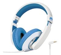 Rockpapa Comfort Kids Headphones, Over Ear Head phones Wired, Childrens Headpsets with Adjustable Headband, Stereo Sound, Wired Headphones for Kids Girls Teens Adults (Blue)
