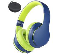Rockpapa E7 Wireless Headphones Over Ear, Kids Bluetooth Headphones with Microphone, Foldable Hi-Fi Stereo, Wireless Wired Head-phones for Phone/PC/TV, Include Travel Case, Blue Green