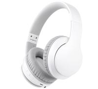 Rockpapa E7 Wireless Headphones Over Ear, Kids Bluetooth Headphones with Microphone, Foldable Hi-Fi Stereo, Wireless Wired Head phones for Phone/PC/TV, Include Travel Case, White Grey