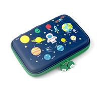 Rockpapa The Planets Pencil Case for Kids Boys, Armstrong Satellite Rocket Alien Pencil Box for Students School Navy Blue