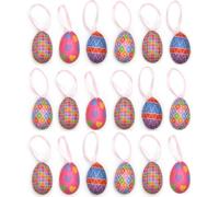 RockParty 18pc Easter Egg Art & Craft Pack - 60mm Foam Decorative Eggs for Bonnet Crafts, Decorations & Egg Hunt Displays - Pink & Purple Checks