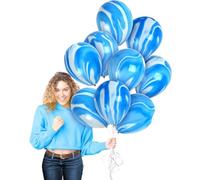 RockParty 30x Blue Marble Latex Balloons - 12" Swirl Effect Balloons for Parties, Baby Showers, Weddings, Birthdays, Graduation & New Year