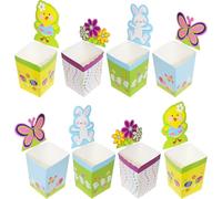 RockParty 8 Easter Egg Hunt Treat Boxes - DIY Flatpack Card Boxes for Sweets, Chocolate & Popcorn - Easter Party Gift Boxes