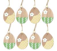 RockParty 8pc Natural Layer Flower Egg Easter Bonnet Wooden Hanging Decorations (80mm)