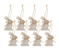 RockParty 8pc Natural Wood & Twine Bunny Easter Hanging Decorations (80mm)