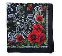 RockParty Black Rose Paisley Rasta Bandana - Cotton Stripe Headband & Head Scarf for Festivals & Streetwear
