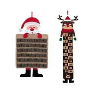 RockParty Christmas Advent Calendars 2-Pack - Large Felt Hanging Decoration with Numbered Pockets (Santa Hessian & Reindeer Countdown)