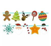 Rockparty Christmas Bunting Tree Decorative Garland With Santa Hat, Snowflake, Tree And Ho Ho Cards - Festive Xmas Party Decoration (Snow Man)