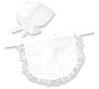 RockParty DreamPlay Girls Victorian Maid Costume Set - White Fancy Dress with Lace Apron & Maid Hat for School Plays, Book Week & Historical Role Play