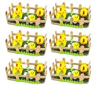 RockParty Easter Chicks & Eggs Wooden Pen Decoration - Mini Easter Farm Scene with Chicks, Eggs & Grass (Pack of 2, 4 or 6) Tabletop Easter Display (Pack of 6)