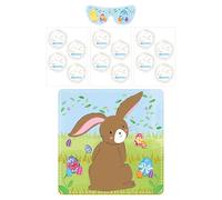 RockParty Easter Pin the Tail on the Bunny Game - Kids Party Activity with Blindfold, Poster & 12 Tail Stickers