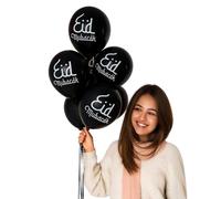 RockParty Eid Mubarak Balloons - 100 Black Latex Balloons | Islamic Eid Party Decorations for Ramadan, Eid al-Fitr, Eid al-Adha | Muslim Celebration Supplies