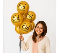 RockParty Eid Mubarak Balloons - 100 Gold Latex Balloons | Islamic Eid Party Decorations for Ramadan, Eid al-Fitr, Eid al-Adha | Muslim Celebration Supplies