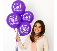 RockParty Eid Mubarak Balloons - 100 Purple Latex Balloons | Islamic Eid Party Decorations for Ramadan, Eid al-Fitr, Eid al-Adha | Muslim Celebration Supplies