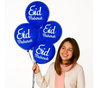 RockParty Eid Mubarak Balloons - 80 Blue Latex Balloons | Islamic Eid Party Decorations for Ramadan, Eid al-Fitr, Eid al-Adha | Muslim Celebration Supplies